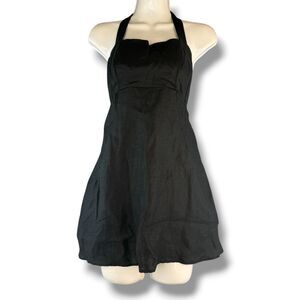 Aulieude Black 100% Linen Halter Backless Dress Size 6 Minimalist Boho Chic